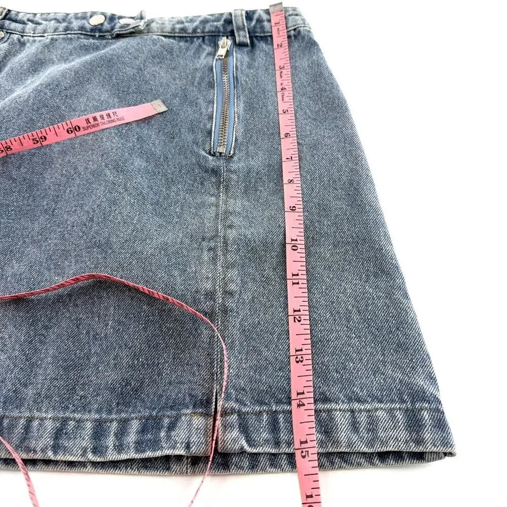 VICI Women's Dark Denim Arlin Zipper Accent Mini Skirt Size M